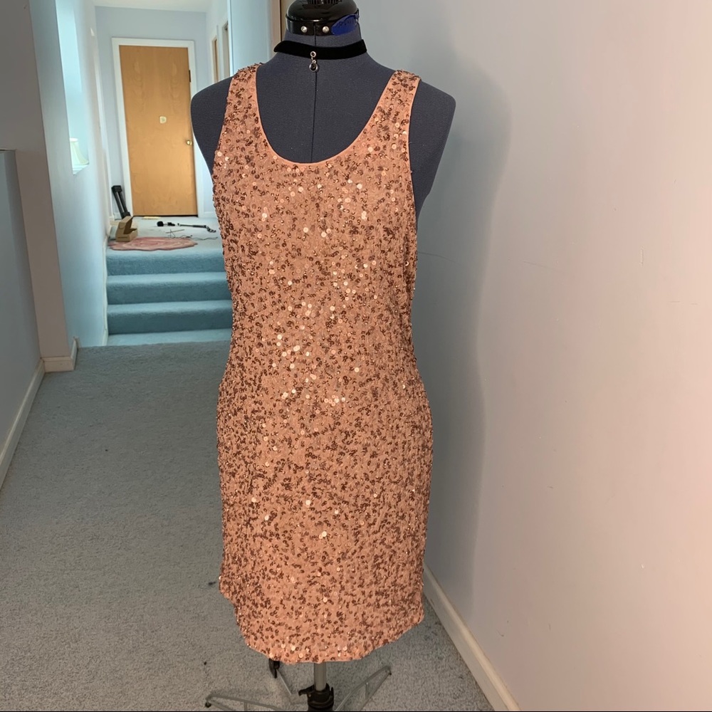 Alice + Olivia rose gold sequin dress